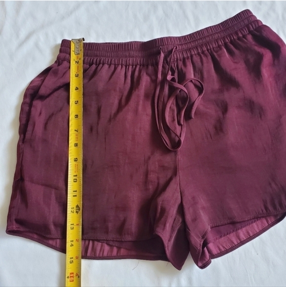 Red Satin Like Pull On Shorts - Picture 5 of 8